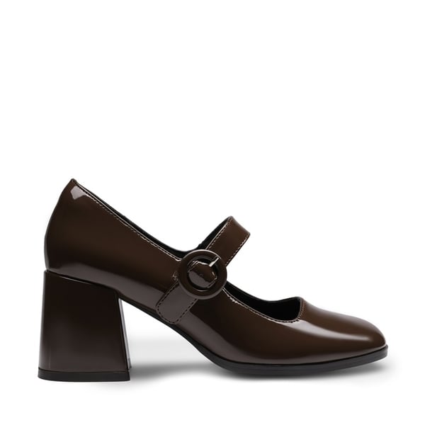 Chunky Mary Jane Pumps - BRIGHT BROWN - 2